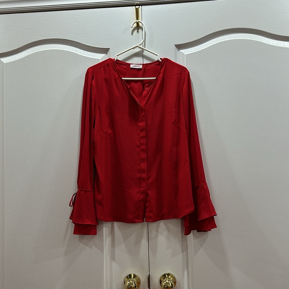 Calvin Klein Red Long Sleeve Top
